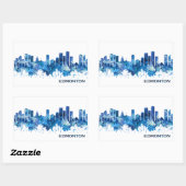 Sticker Rectangulaire Edmonton Canada Skyline Blue (Feuille)