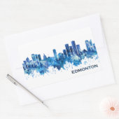 Sticker Rectangulaire Edmonton Canada Skyline Blue (Enveloppe)