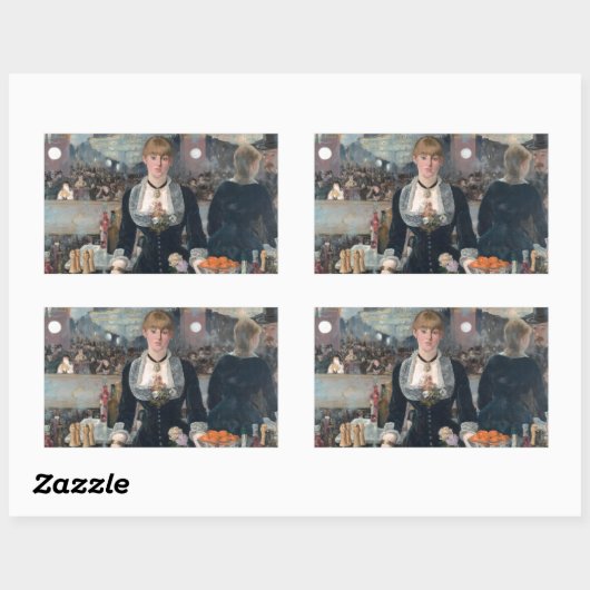 Sticker Rectangulaire Edouard Manet's A Bar (Feuille)