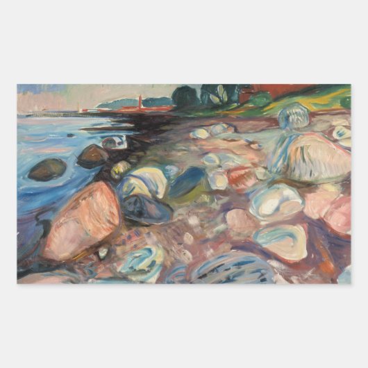 Sticker Rectangulaire Edvard Munch - Rive avec Maison Rouge (Devant)