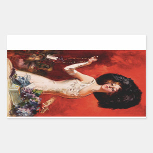 Sticker Rectangulaire Edwardian Glamor Girl
