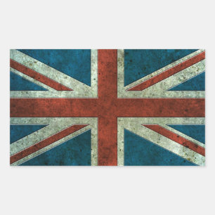 Sticker Rectangulaire Effet acier vieilli du pavillon britannique