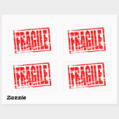 Sticker Rectangulaire Effet de tampon en caoutchouc rouge fragile (Feuille)