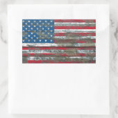 Sticker Rectangulaire Effet du drapeau américain sur les panneaux de boi (Sac)