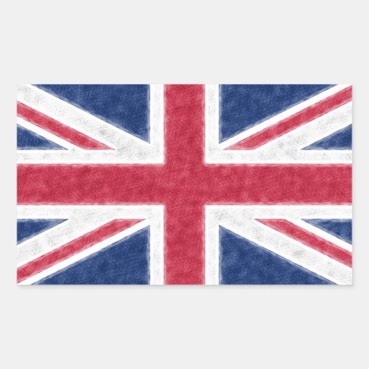 Sticker Rectangulaire Effet Esquisse couleur UK Drapeau Union Jack (Devant)
