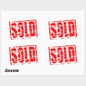 Sticker Rectangulaire Effet tampon en caoutchouc rouge vendu (Feuille)
