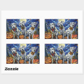 Sticker Rectangulaire Éffrayant d'Halloween dalmate (Feuille)