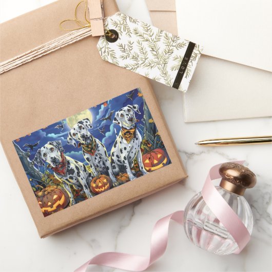 Sticker Rectangulaire Éffrayant d'Halloween dalmate (Cadeaux)