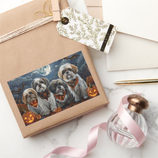 Sticker Rectangulaire Éffrayant d'Halloween Malti Tzu (Cadeaux)