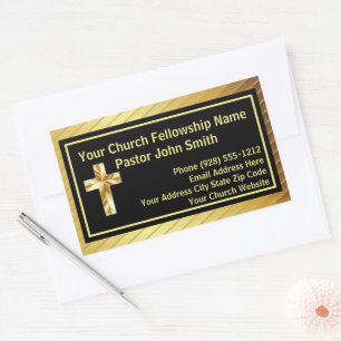 Sticker Rectangulaire Église Pasteur Classe Or Et Noir Entreprise