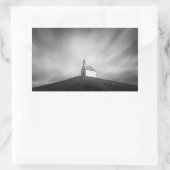 Sticker Rectangulaire Eglise sur une colline en noir et blanc (Sac)