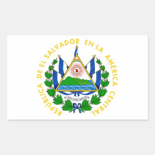 Sticker Rectangulaire El Salvador - emblème/drapeau/armoiries/symbole (Devant)
