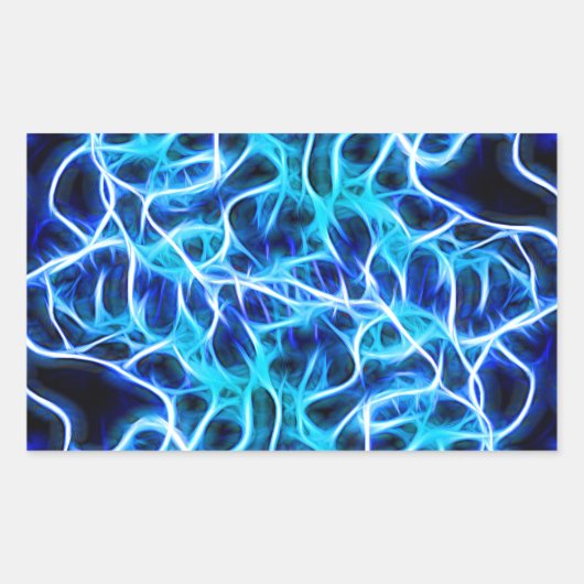 Sticker Rectangulaire Electrique Neon Aqua Bleu Turquoise Lightning (Devant)