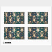 Sticker Rectangulaire Elegant Art Deco Gold and Emerald Green Pattern (Feuille)
