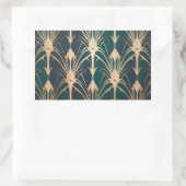 Sticker Rectangulaire Elegant Art Deco Gold and Emerald Green Pattern (Sac)