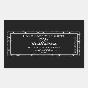 Sticker Rectangulaire Élégant Black Silver Parties scintillant étoiles É