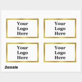 Sticker Rectangulaire Elégant Blanc Faux Gold Modèle Votre logo ici (Feuille)