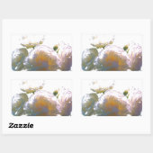 Sticker Rectangulaire Elégant blanc pêche orange roses (Feuille)
