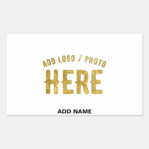 STICKER RECTANGULAIRE ÉLÉGANT BLANC PERSONNALISABLE MODERNE MARQUE VÉRIF