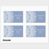 Sticker Rectangulaire Elégant bleu poussiéreux en dentelle blanche class (Feuille)