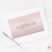 Sticker Rectangulaire Elégant Blush Faux Rose Gold | Nom et monogramme (Enveloppe)