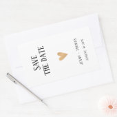 Sticker Rectangulaire Elegant Clean Mariage Gold Heart Enregistrer la da (Enveloppe)