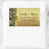 Sticker Rectangulaire Élégant Damas Black & Metallic Gold (Sac)