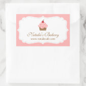 Sticker Rectangulaire Élégant Décor Boulangerie Cupcake Rose (Sac)