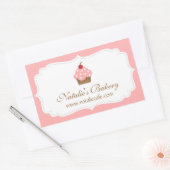Sticker Rectangulaire Élégant Décor Boulangerie Cupcake Rose (Enveloppe)