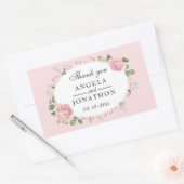 Sticker Rectangulaire Élégant dentelle florale Merci Mariage rose pâle (Enveloppe)