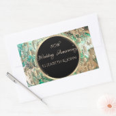 Sticker Rectangulaire Élégant Doré Frotte Anniversaire Marbre Vert (Enveloppe)