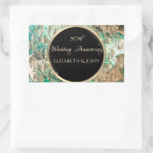 Sticker Rectangulaire Élégant Doré Frotte Anniversaire Marbre Vert (Sac)