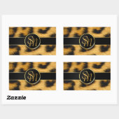 Sticker Rectangulaire Élégant Empreinte de léopard Monogramme Script - S (Feuille)