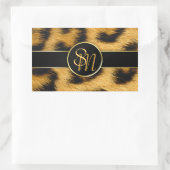 Sticker Rectangulaire Élégant Empreinte de léopard Monogramme Script - S (Sac)