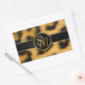 Sticker Rectangulaire Élégant Empreinte de léopard Monogramme Script - S (Enveloppe)