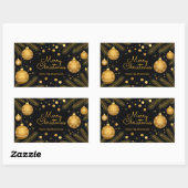 Sticker Rectangulaire Élégant Festif Noir et Or Joyeux Noël (Feuille)