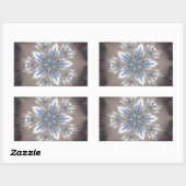 Sticker Rectangulaire Élégant Festif Star de Noël Bleu brillant Blanc (Feuille)