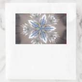 Sticker Rectangulaire Élégant Festif Star de Noël Bleu brillant Blanc (Sac)