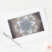 Sticker Rectangulaire Élégant Festif Star de Noël Bleu brillant Blanc (Enveloppe)