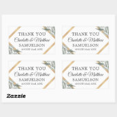 Sticker Rectangulaire Élégant Feuille Botanique Mariage or MERCI (Feuille)