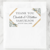 Sticker Rectangulaire Élégant Feuille Botanique Mariage or MERCI (Sac)