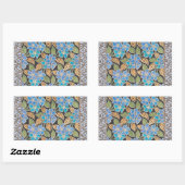 Sticker Rectangulaire Élégant Fleur Bleu Périwinkle Floral Classic (Feuille)