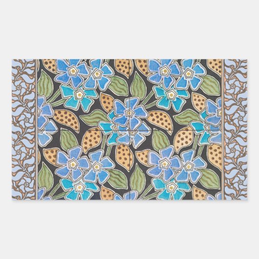 Sticker Rectangulaire Élégant Fleur Bleu Périwinkle Floral Classic (Devant)