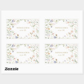 Sticker Rectangulaire Elégant Fleur sauvage Aquarelle Delicate Mariage (Feuille)
