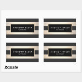 Sticker Rectangulaire Élégant Foil Noir rayé et FAUX Or (Feuille)
