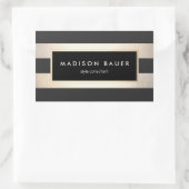 Sticker Rectangulaire Élégant Foil Noir rayé et FAUX Or (Sac)
