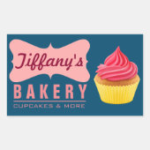 Sticker Rectangulaire Élégant gâteau rétro Cute Boutique Pink Cupcake Ba (Devant)