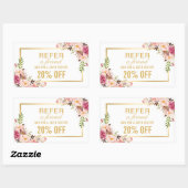 Sticker Rectangulaire Elégant Gold Girly Floral Beauté Salon Référence (Feuille)