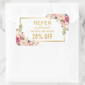 Sticker Rectangulaire Elégant Gold Girly Floral Beauté Salon Référence (Sac)