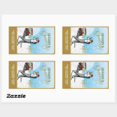 Sticker Rectangulaire Elégant Golf Inspiré Vintage Noël (Feuille)